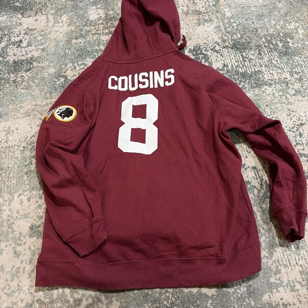 Vintage Washington Redskins Kirk Cousins #8 Hoodie NFL Team Apparel Maroon 2XL
